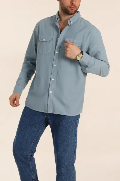 mavi-relaxed-fit-gabardin-cift-cep-detayli-ata-yaka-erkek-gomlek-339102