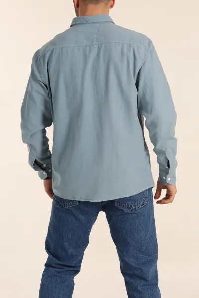 Mavi Relaxed Fit Gabardin Çift Cep Detaylı Ata Yaka Erkek Gömlek 339102