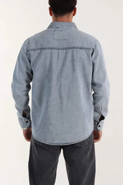 Mavi Relaxed Fit Gabardin Çift Cepli Yıkamalı  Erkek Gömlek 397969