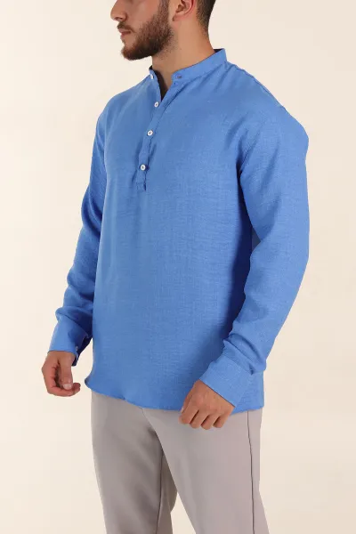 Mavi Relaxed Fit Hakim Yaka Yarım Düğmeli Erkek Gömlek 369850
