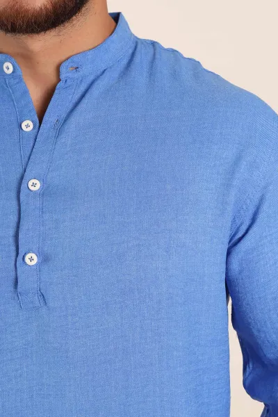 Mavi Relaxed Fit Hakim Yaka Yarım Düğmeli Erkek Gömlek 369850