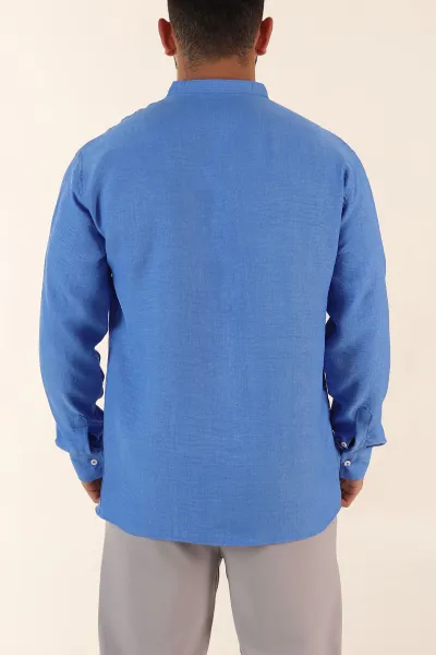 Mavi Relaxed Fit Hakim Yaka Yarım Düğmeli Erkek Gömlek 369850