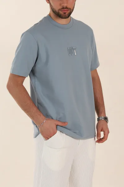 Mavi Relaxed Fit Kabartma Yazı Detaylı Erkek Tişört 358493