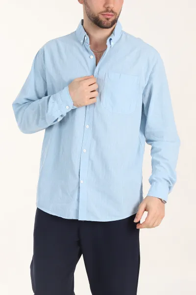 Mavi Relaxed Fit Keten Cep Detaylı Erkek Gömlek 356962