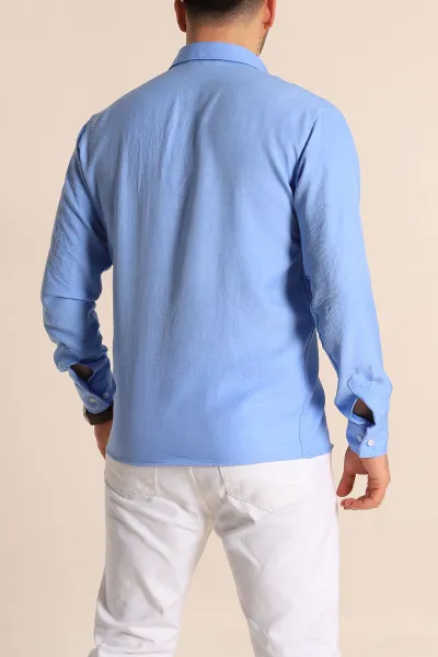 Mavi Relaxed Fit Keten Erkek Gömlek 261276