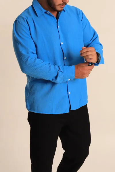 Mavi Relaxed Fit Keten Erkek Gömlek 283762