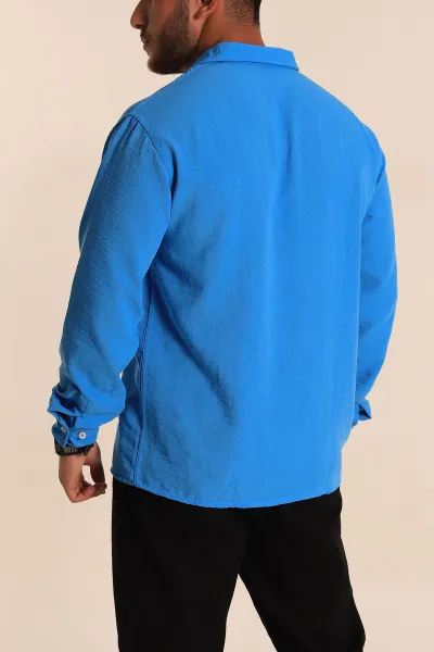 Mavi Relaxed Fit Keten Erkek Gömlek 283762