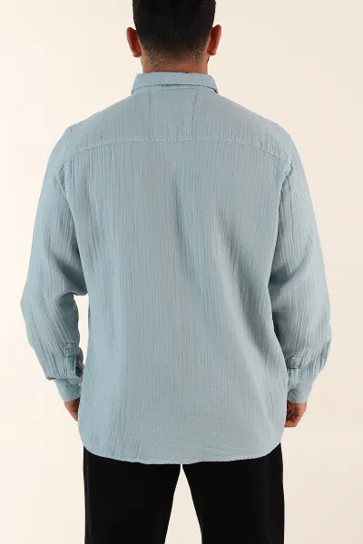 Mavi Relaxed Fit Müslin Keten Ata Yaka Erkek Gömlek 386194