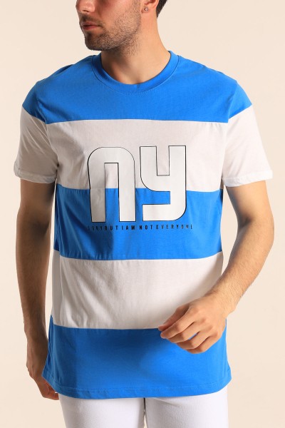 Mavi Relaxed Fit NY Baskılı Çift Renk Tişört 182268