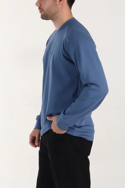 Mavi Relaxed Fit Oysho Kumaş Nakış Detaylı Erkek Sweatshirt 399469