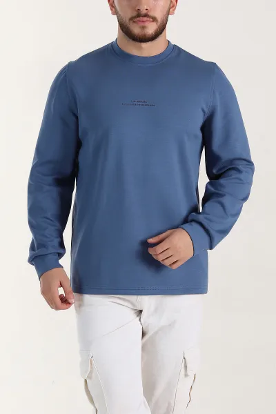 Mavi Relaxed Fit Oysho Kumaş Yazı Detaylı Erkek Sweatshirt 399463
