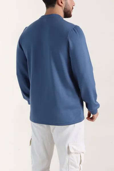 Mavi Relaxed Fit Oysho Kumaş Yazı Detaylı Erkek Sweatshirt 399463