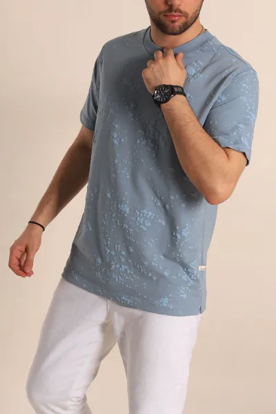 Mavi Relaxed Fit Sprey Baskılı Erkek Tişört 268118