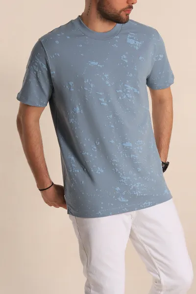 Mavi Relaxed Fit Sprey Baskılı Erkek Tişört 268118