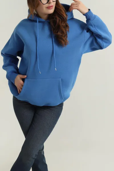 Mavi Şardonlu Kadın Üç İp Sweat 412809