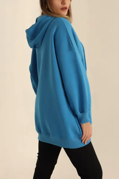 Mavi Şardonlu Sweat Tunik 225626