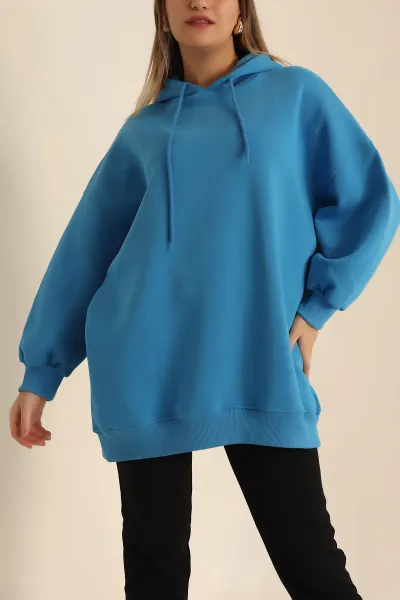 Mavi Şardonlu Sweat Tunik 225626