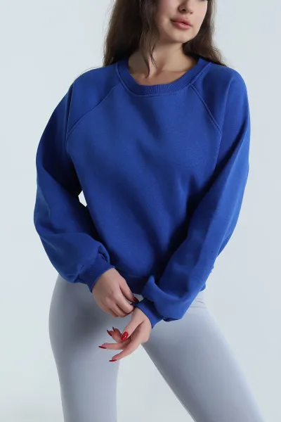 Mavi Şardonlu Üç İp Kadın Sweat 494220