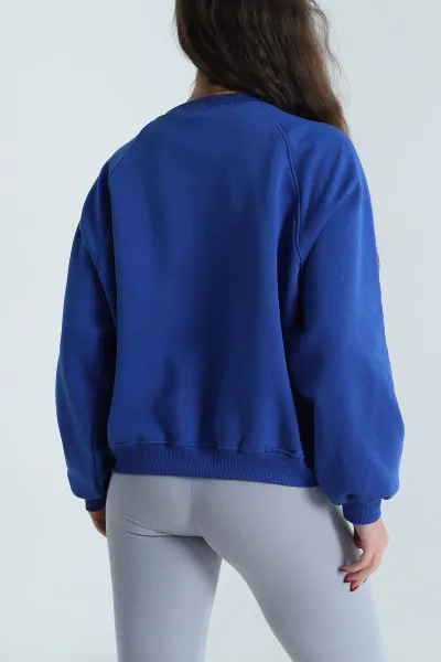 Mavi Şardonlu Üç İp Kadın Sweat 494220