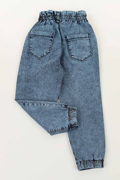 Mavi Sarı (5-8 Yaş) Love Kalp Nakışlı Kız Çocuk Pantolon 145885