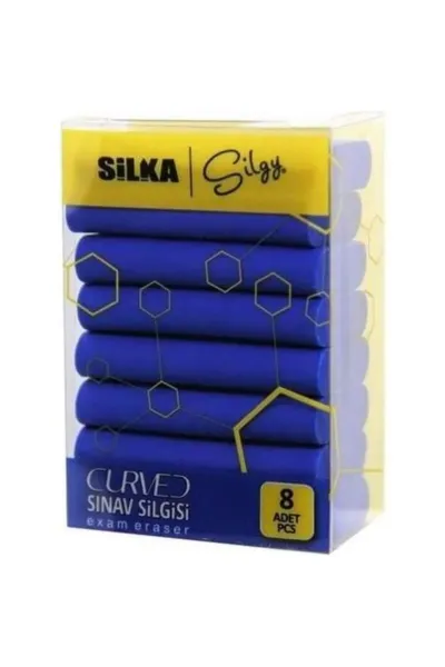 Mavi Silka Curved Sınav Silgisi 8'li 284472