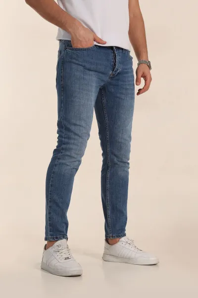 Mavi Skinny Fit Yıkamalı Taşlama Detaylı Erkek Kot Pantolon 354415