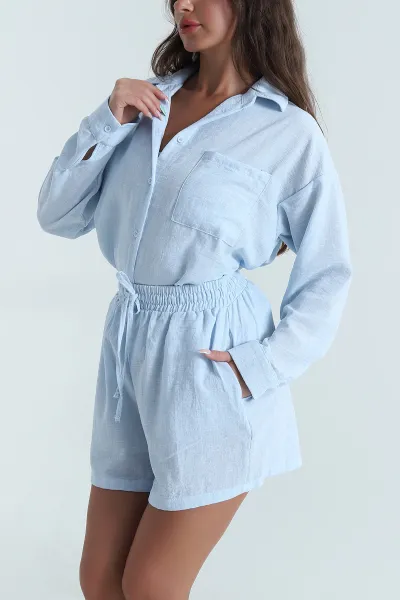 mavi-summer-keten-kadin-ikili-takim-471293