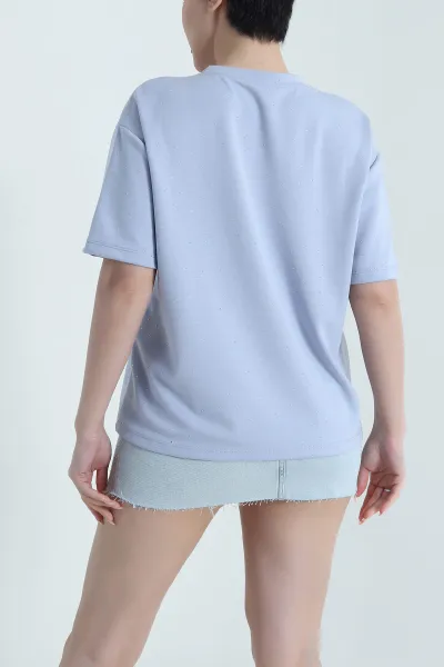 Mavi Taşlı İnterlok Kadın Bluz 462344