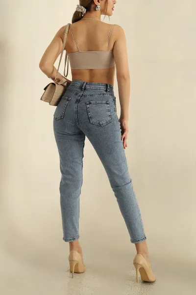 Mavi Taşlı Mom Kot Pantolon 267845