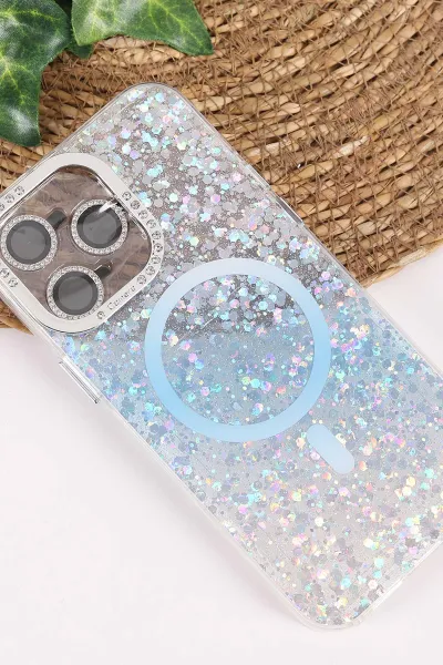 Mavi TeknoCase İPhone 14 Pro Max Uyumlu Sortie Diamond Case Serisi Sert Silikon Telefon Kılıfı 457969