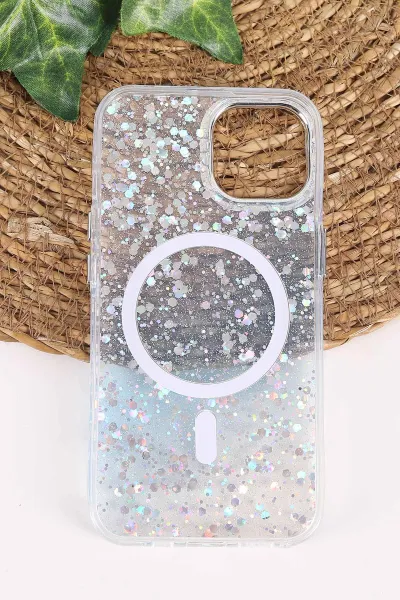 Mavi TeknoCase İPhone 14 Uyumlu Sortie Diamond Case Serisi Sert Silikon Telefon Kılıfı 457959