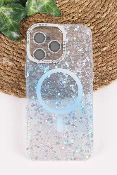 Mavi TeknoCase İPhone 16 Pro Max Uyumlu Sortie Diamond Case Serisi Sert Silikon Telefon Kılıfı 457999