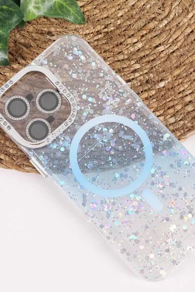 Mavi TeknoCase İPhone 16 Pro Max Uyumlu Sortie Diamond Case Serisi Sert Silikon Telefon Kılıfı 457999