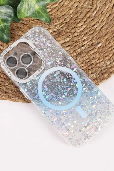 Mavi TeknoCase İPhone 16 Pro Uyumlu Sortie Diamond Case Serisi Sert Silikon Telefon Kılıfı 458003
