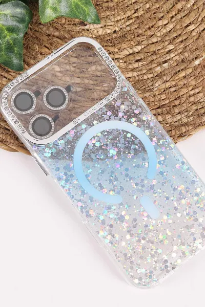 Mavi TeknoCase İPhone 17 Pro Max Uyumlu Sortie Diamond Case Serisi Sert Silikon Telefon Kılıfı 458015