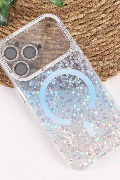Mavi TeknoCase İPhone 17 Pro Uyumlu Sortie Diamond Case Serisi Sert Silikon Telefon Kılıfı 458011
