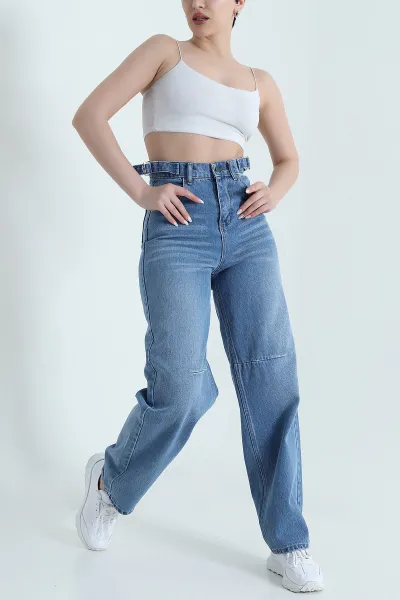 Mavi Tokalı Baggy Kadın Kot Pantolon 446070
