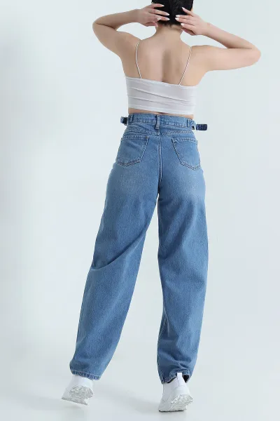 Mavi Tokalı Baggy Kadın Kot Pantolon 446070