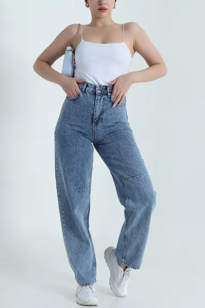 Mavi Tokalı Baggy Kadın Kot Pantolon 470322