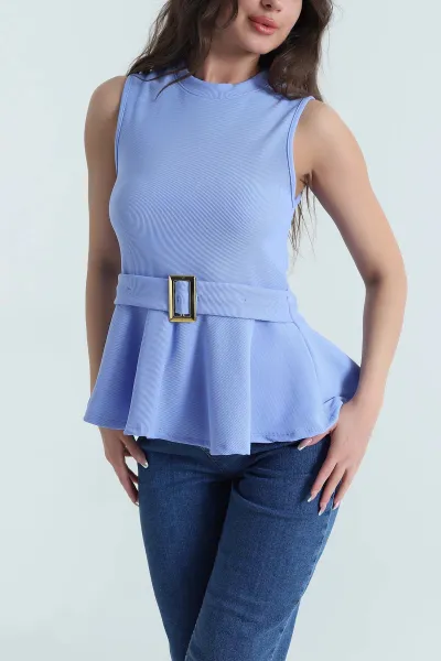 Mavi Tokalı Ottoman Kadın Bluz 462780