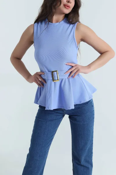 Mavi Tokalı Ottoman Kadın Bluz 462780