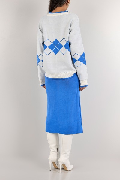 Mavi Triko Etek Kazak Bayan İkili Takım 135104