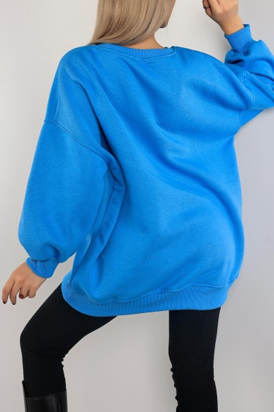 Mavi Üç İp İçi Şardonlu Sweat Tunik 138558