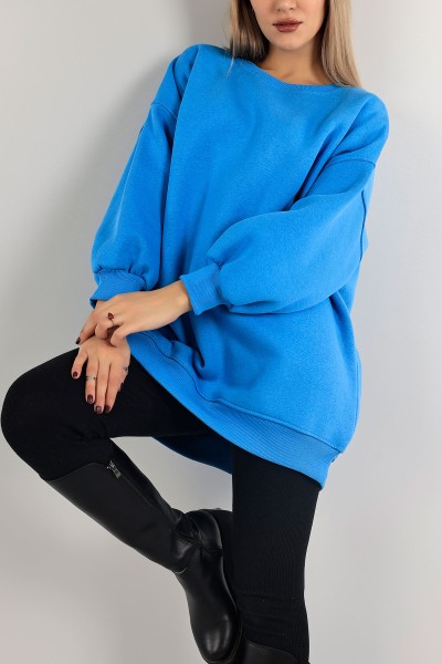 Mavi Üç İp İçi Şardonlu Sweat Tunik 138558