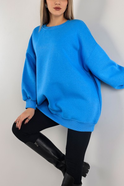 Mavi Üç İp İçi Şardonlu Sweat Tunik 138558