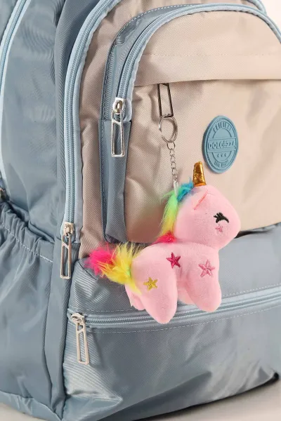 Mavi Unicorn Aksesuarlı Bol Gözlü Sırt Çantası 388619
