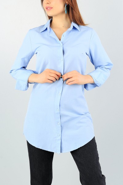 Mavi Uzun Bayan Gömlek Tunik 58632