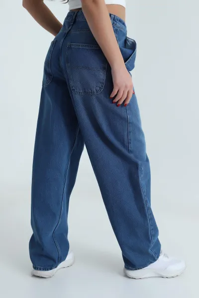 Mavi Yan Cepli Kadın Baggy Kot Pantolon 493405