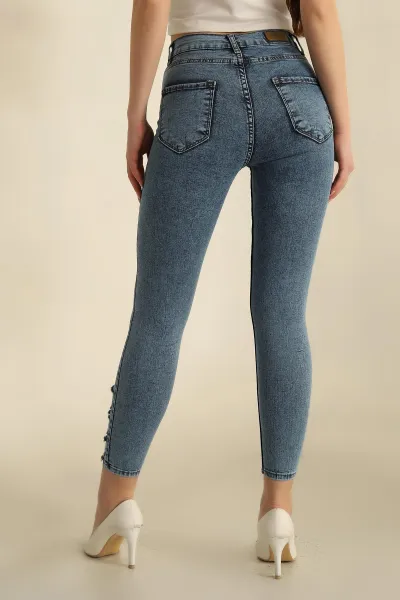 Mavi Yırtık Likralı Kot Pantolon 259596