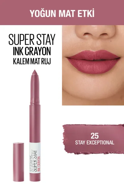 Maybelline New York Super Stay Ink Crayon Kalem Mat Ruj - 25 Stay Exceptional 233050